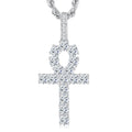 Gold Iced Out Cross Ankh Pendant Necklace