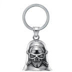 Pirate Skull Moto Bell Pendant Necklace — Gothic Motorcycle Rider