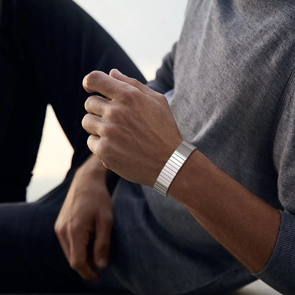 Minimal Square Chunky Bangle Bracelet — Stainless Steel