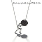 New Man Pushing Stone Sisyphus Necklace Personality Perseverance Symbol Pendant Necklace Silver Color Simple Jewelry