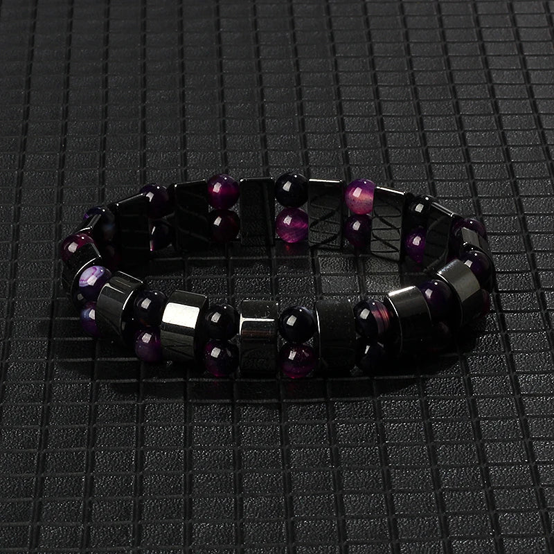 Hematite Therapy Stretch Bracelet — Mixed Metal