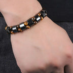 Hot Selling Men's Tiger Eye Stone Bracelet Men's Fashion Bead Black Stone Elastic Bracelet
