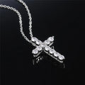925 Sterling Silver Cross Necklaces for Female Brilliant Round CZ Stone Women's Neck Chain Hiphop Party Jewelry