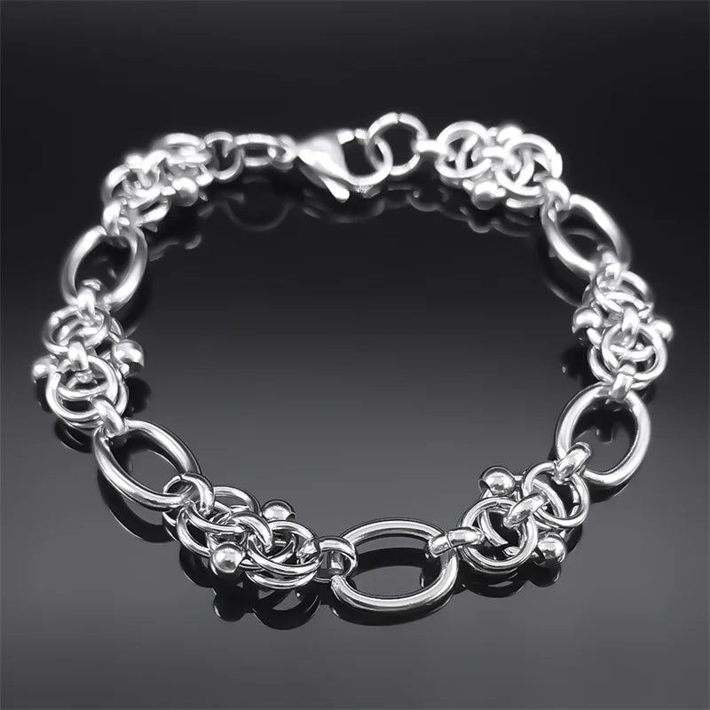 Gothic Thorns Knot Chain Necklace for Men Women Stainless Steel Silver Color Hip Hop Trend Neck Chains Cool Jewelry