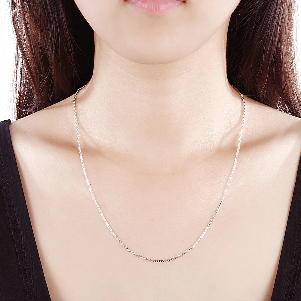 10pcs 16-24inch 925 Sterling Silver fashion 1MM Box chain for women Men necklace Charms wedding party jewelry Christmas gifts