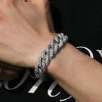 THE BLING KING 18mm Heavy Miami Cuban Chain Necklace Full Micro Paved Out Cubic Zirconia Bracelet Fashion Hiphop Jewelry