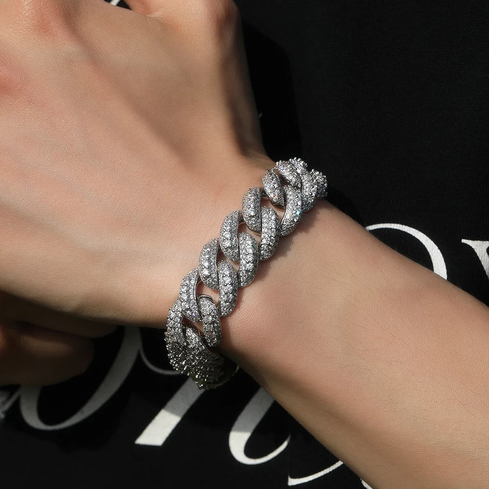 THE BLING KING 18mm Heavy Miami Cuban Chain Necklace Full Micro Paved Out Cubic Zirconia Bracelet Fashion Hiphop Jewelry