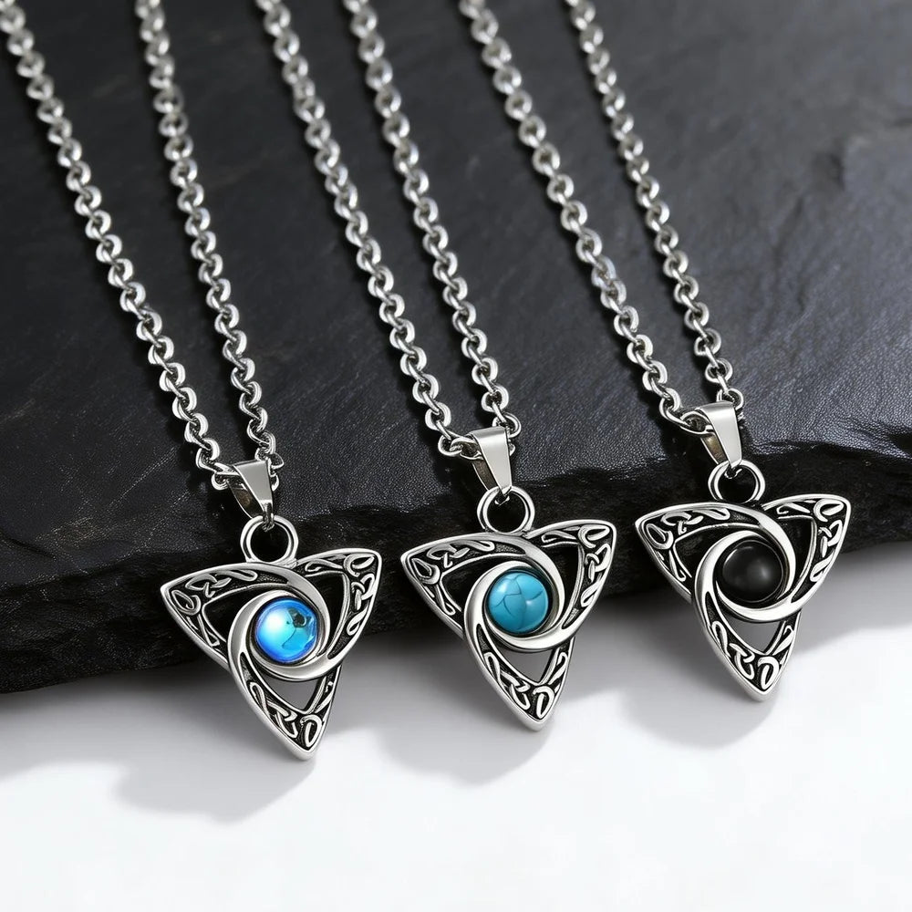 Vintage Geometric Necklaces for Men,Stainless Steel Celtic Knot Necklace,Gothic Punk Jewelry Gift for Husband Son Dad