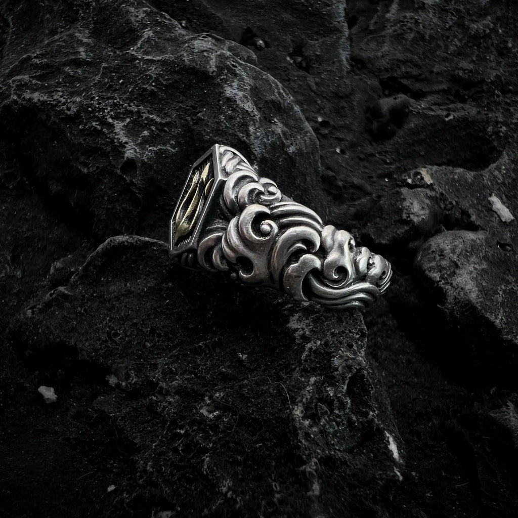 Poseidon Trident Adjustable Open Ring — Gold-Tone