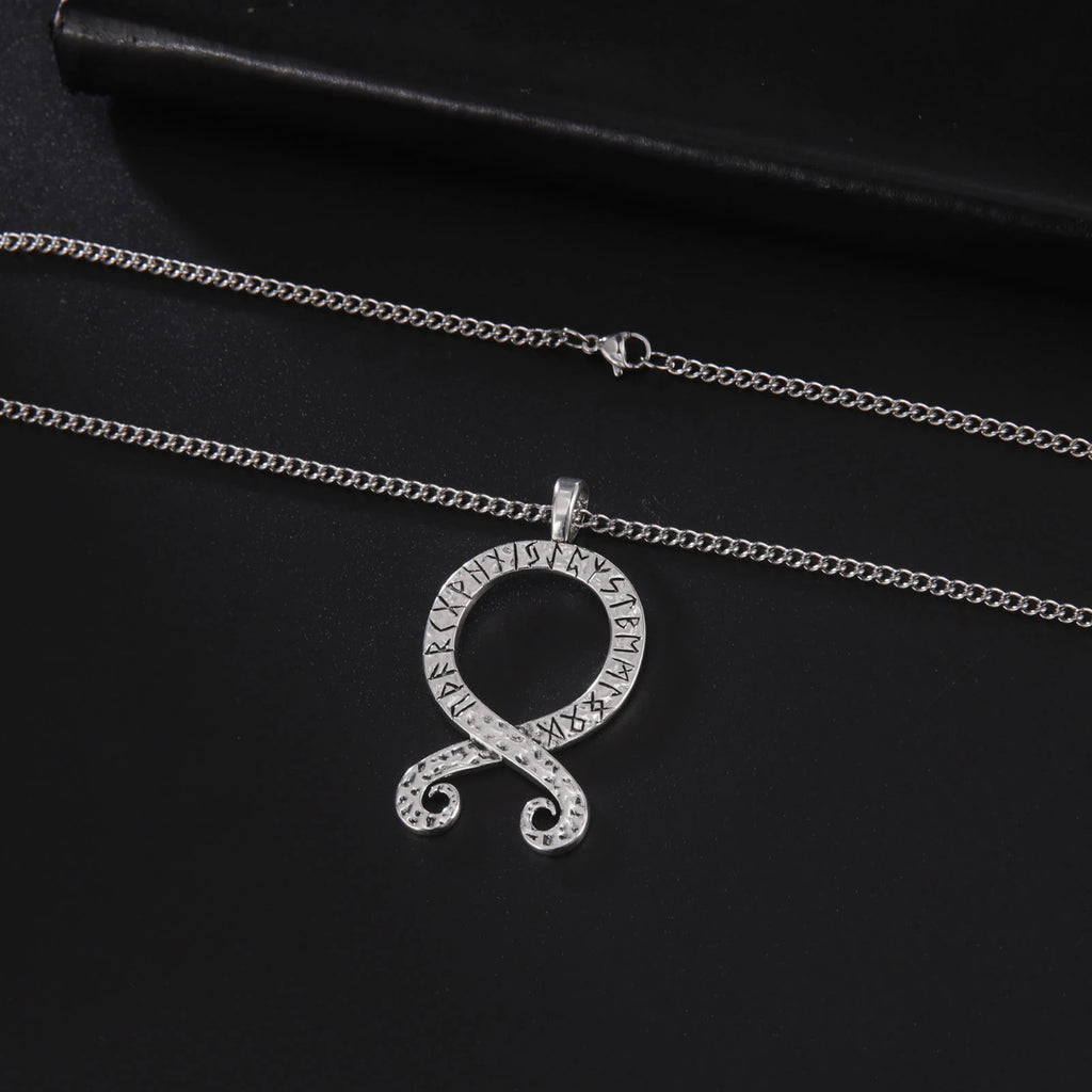 LIKGREAT Nordic Octopus Squid Pendant Viking Runes Troll Cross Necklace Swedish Folklore Protection Amulet Jewelry