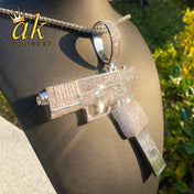 Iced Out CZ Big Statement Pendant Necklace — Gold