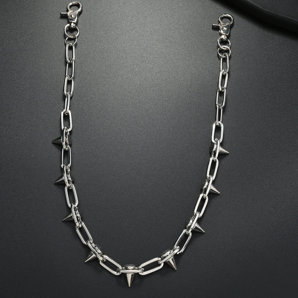 Punk Spike Wallet Chain Necklace — Zinc Alloy