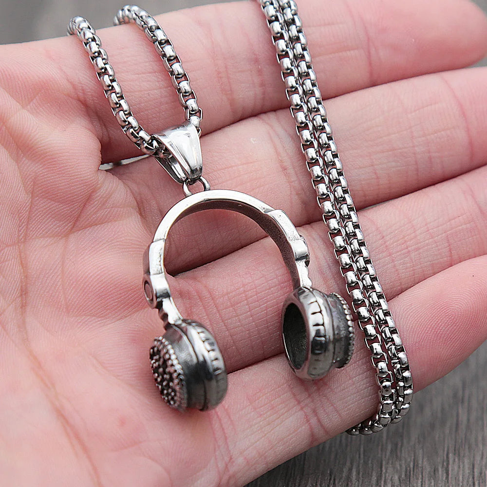 DJ Headphone Pendant — Stainless Steel