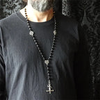 Baphomet Pentagram Cross Necklace — Black Metal