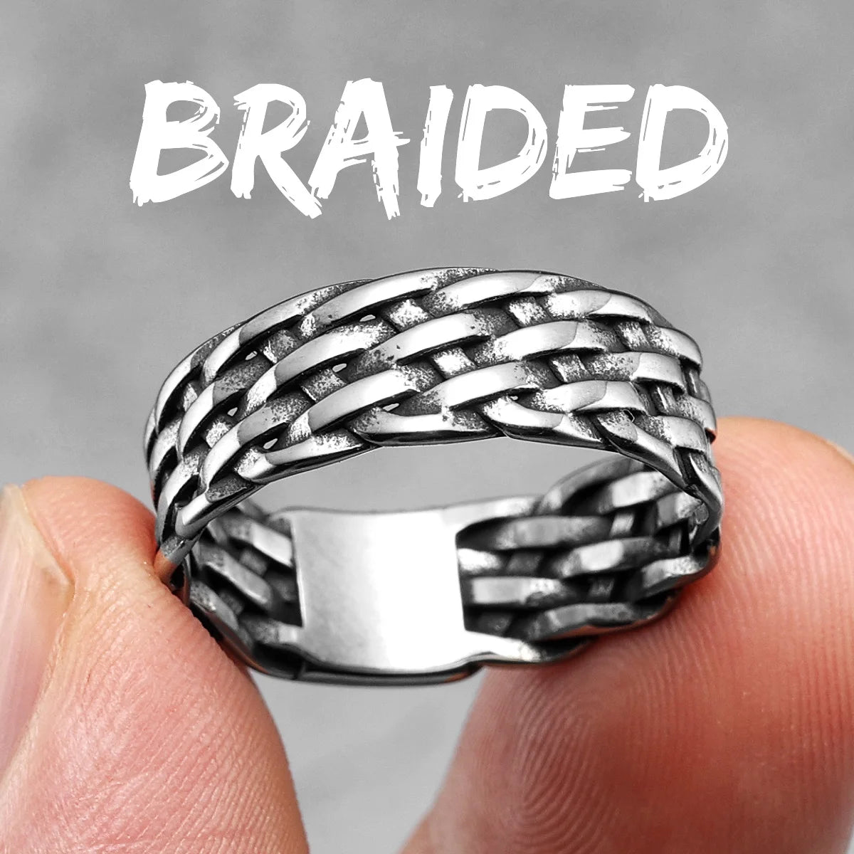 Weaving Hollow Stainless Steel Mens Rings Trendy Simple Unique Stylish for Male Boyfriend Jewelry Creativity Gift
