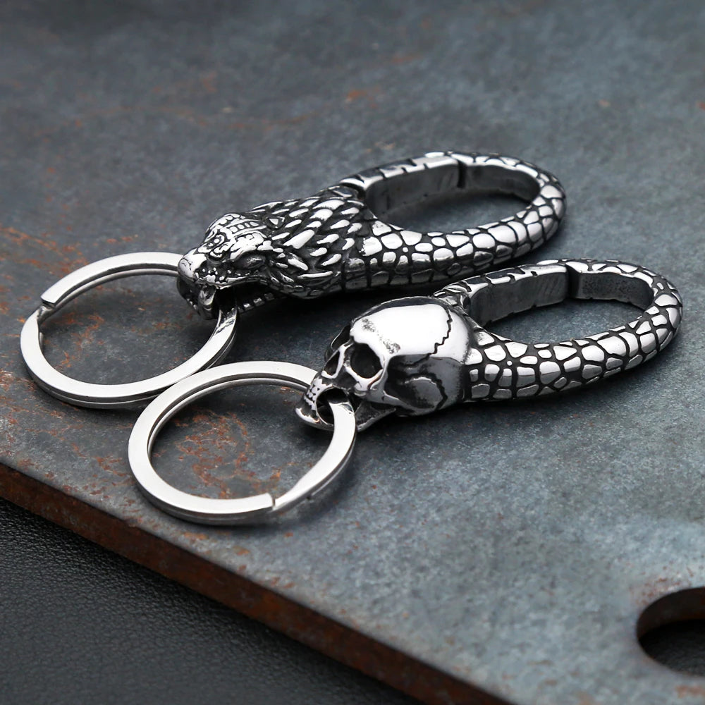 Viking Dragon Head Keychain — Stainless
