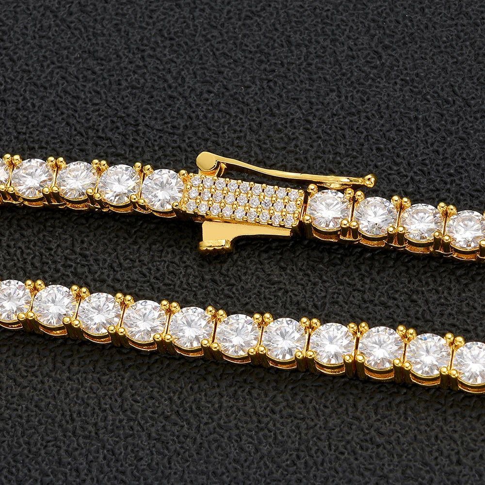 Iced Out CZ Tennis Chain Necklace, 4mm — Copper Alloy