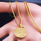 SAINT MICHAEL PROTECT US Archangel Stainless Steel Necklaces Chain Men/Women Gold Color Choker Necklace Jewelry joyas