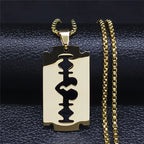 Blade Gold Long Pendant Necklace — Stainless Steel