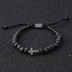 Cross Beaded Bracelet for Men and Women — Stainless Steel