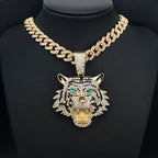 Iced Out 3D Tiger Cuban Pendant — Gold