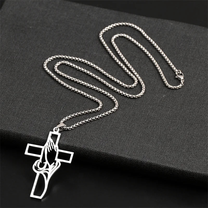 Jesus Cross Stainless Steel Pendant Necklace
