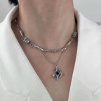 Titanium Steel Double-layer Moon Star Necklace Luxury Clavicle Chain Hip Hop Non Fading Couple Jewelry New Unisex  Punk Gift