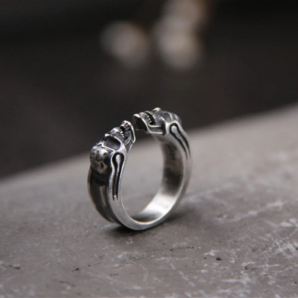 Double Skull Ghost Ring — Stainless Steel