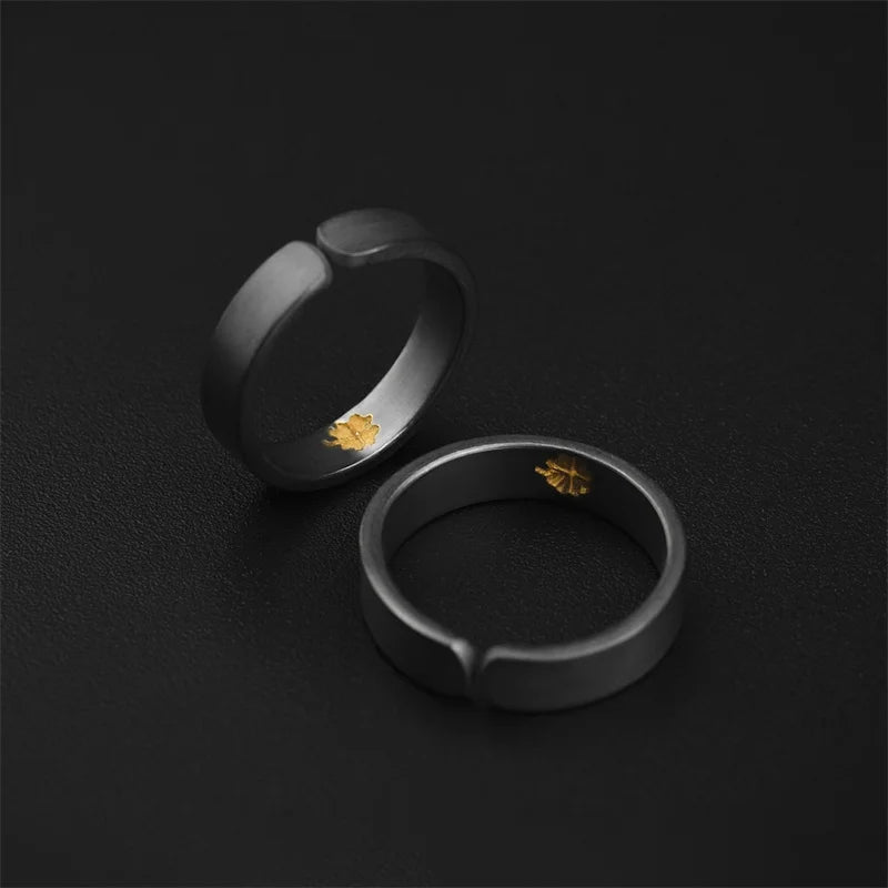 Classic Gold Clover Leaf Ring For Men Jewelry Top Quality Silver 925 Ring Open Size Male Index Finger Accessories