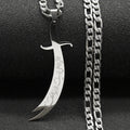 Islamic Imam Ali Zulfiqar Sword Pendant Necklace for Women Men Stainless Steel Gold Color Arabic Religion Chain Jewelry NZZZ764