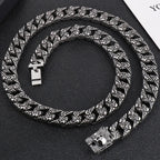 Gothic Skull Link Chains Necklace for Men Punk Stainless Steel Statement Halloween Skeleton Jewelry Accessories Men's