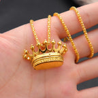 3D Rapper King Crown Pendant Necklace — Two-Tone