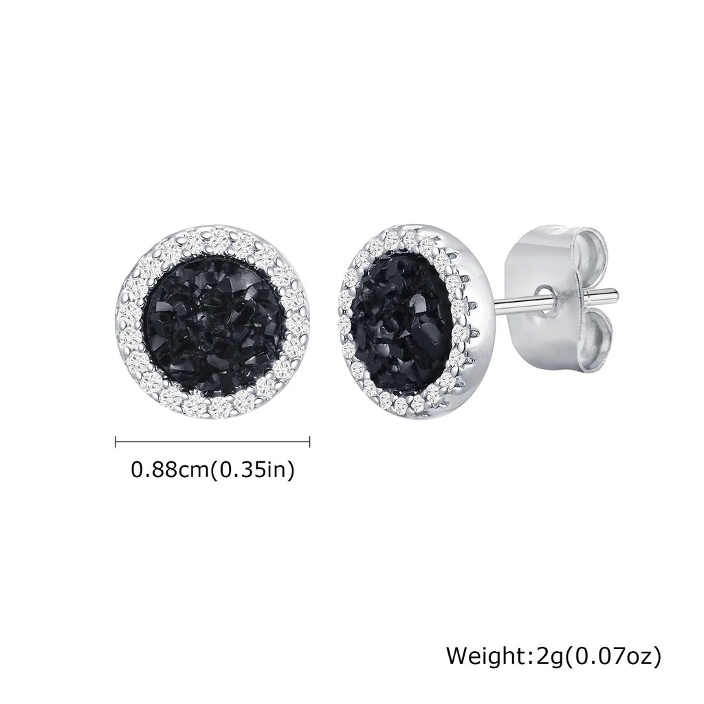 Zircon Stud Earrings — Stainless Steel