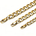HNSP PVD Gold Plated 316L Stainless Steel Cuban Link Chain Necklace For Men Multi Size Thick Curb Chain Waterproof