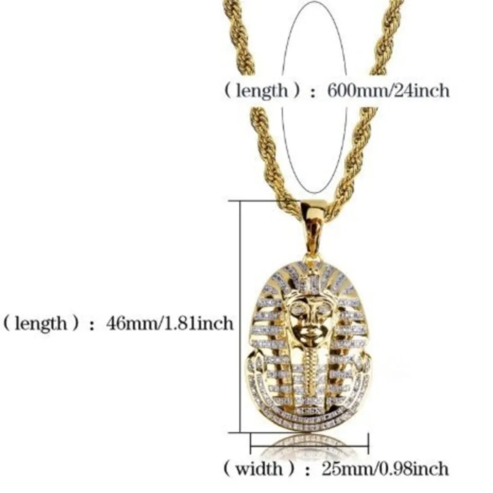 Gold Egyptian Pharaoh Pendant Necklace Statement