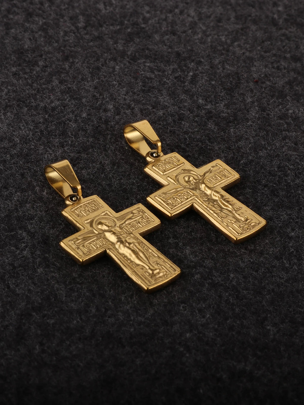 Russian Orthodox Crucifix Cross Pendant — Stainless Steel