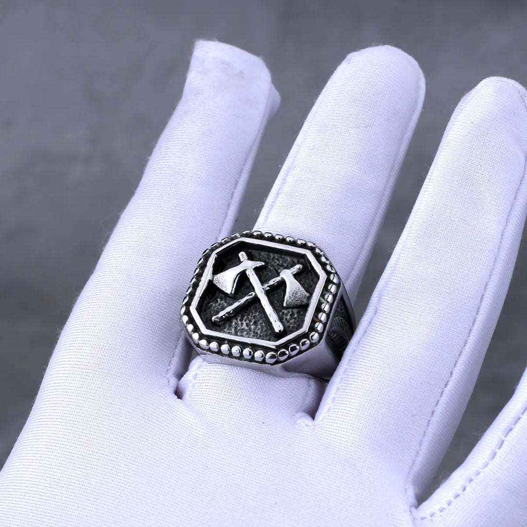 Viking Double Axe Slavic Amulet Ring — Stainless Steel