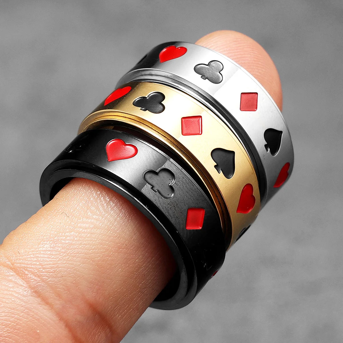Poker Fidget Spinner Ring — Stainless Steel