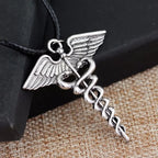 Percy Jackson Necklace Angle Wings Snake Ouroboros Magic Wand Caduceus Asclepius Pendant New Emergency Medical Jewelry