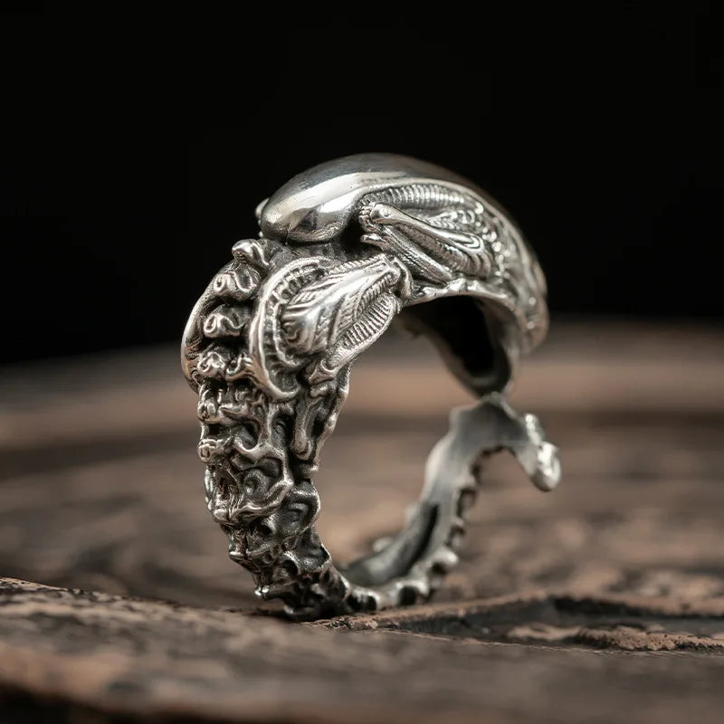 S925 Sterling Silver Retro Skull Alien Insect Alloy Finger Rings For Men Women Creative shape ring Jewelry Gift Resizable