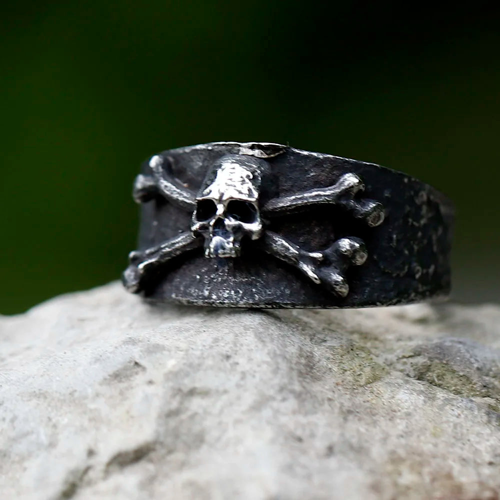 NEW Men's 316L stainless steel rings Vintage Calvarium Skull ring Aegishjalmur punk biker Jewelry Gifts free shipping
