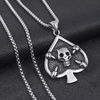 Skull Poker Card Steel Pendant European American