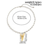 SHIXIN Vintage Exquisite Crystal Beaded Chain Shark Tooth Pendant Necklace Men Trendy Summer Beach Geometric Choker Neck Jewelry