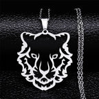 Cat Silver Statement Pendant Necklace — Stainless Steel