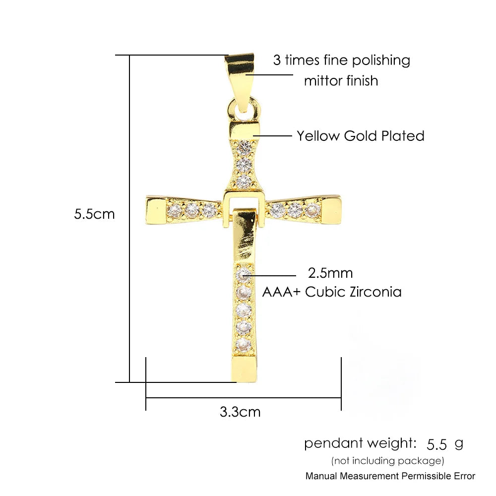 Cross Pendant Rope Chain Necklace Stainless Steel