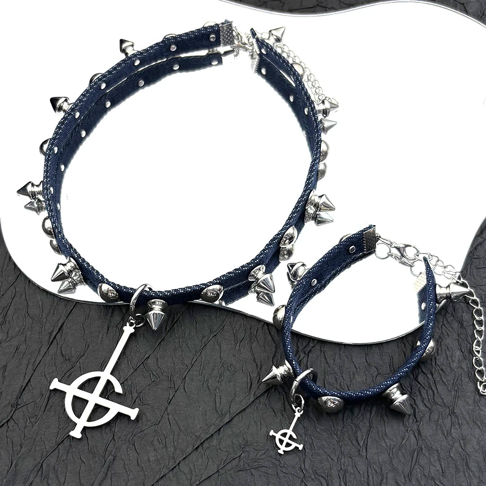 Gothic Cross Choker Necklace — Stainless Steel