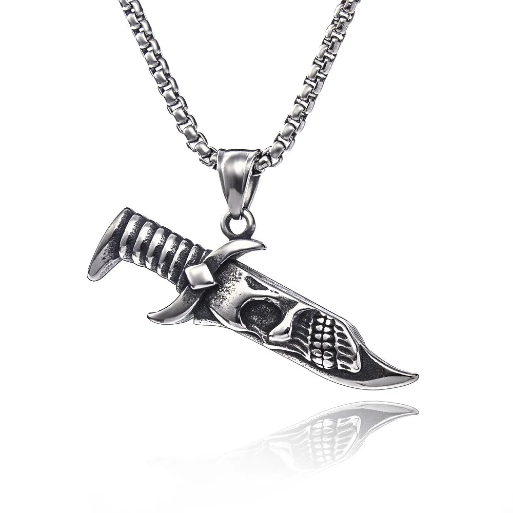 Men's Necklace Stainless Steel Skull Pendant Vintage hip-hop Jewelry Silver Color Male Neck Chain Punk Jewelry