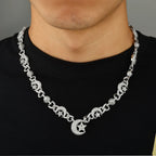 Iced Out Star Cuban Chain Necklace Moon CZ