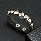 Gothic Round Rivet Leather Cuff Bracelet — Adjustable Bangle