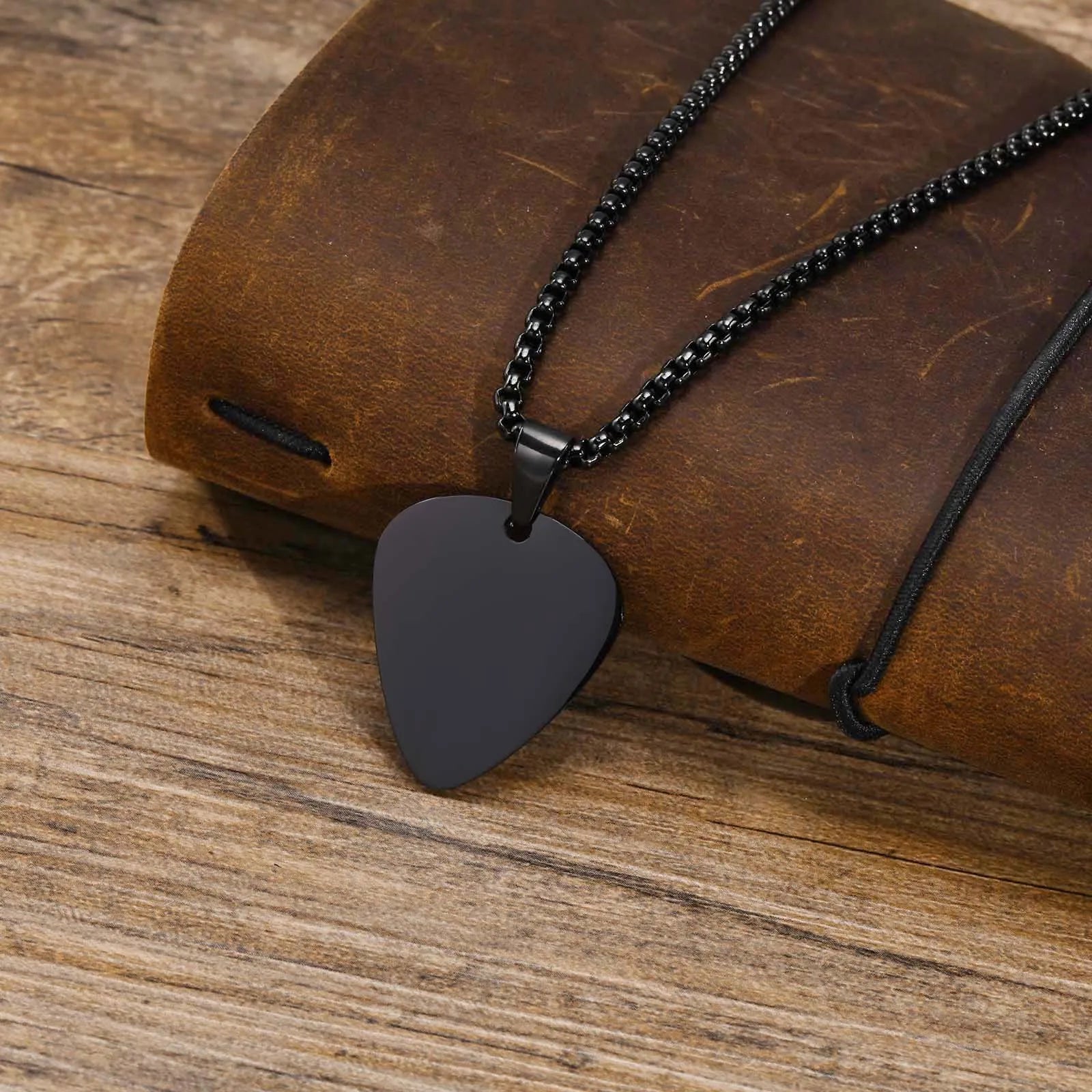 Guitar Pick Pendant Necklace — Stainless Steel